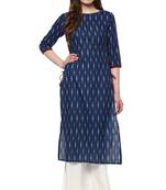 Janasya Blue printed cotton kurti