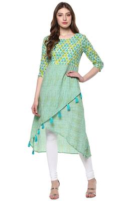 Janasya Multicolor printed cotton kurti 1