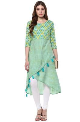 Janasya Multicolor printed cotton kurti 2