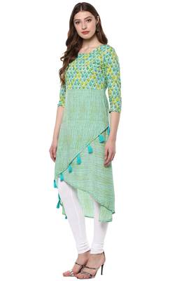 Janasya Multicolor printed cotton kurti 3