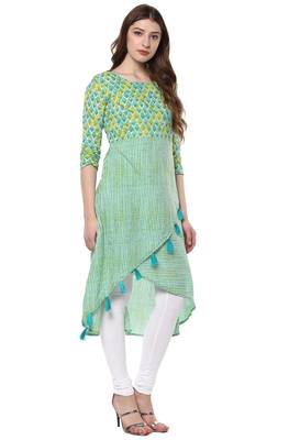Janasya Multicolor printed cotton kurti 4