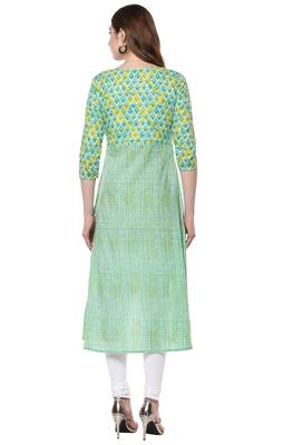 Janasya Multicolor printed cotton kurti 5