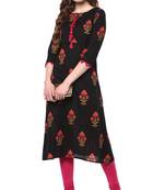 Black printed cotton kurti