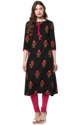 Black printed cotton kurti 2