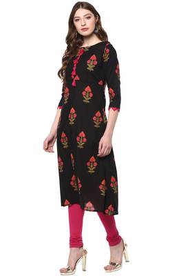 Black printed cotton kurti 3