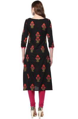 Black printed cotton kurti 5