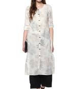 Off white printed cotton kurti