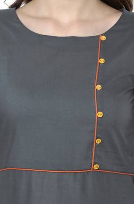 Janasya Grey printed cotton kurti 5