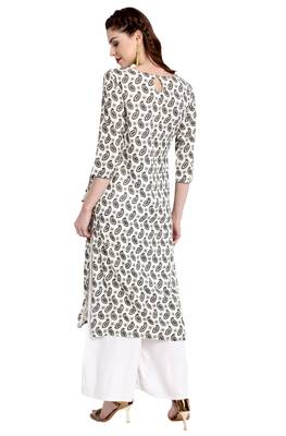 Janasya Cream printed rayon kurti 5