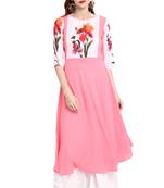 Pink printed crepe kurti