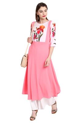 Pink printed crepe kurti 2