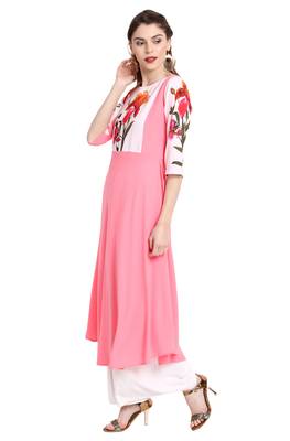 Pink printed crepe kurti 3