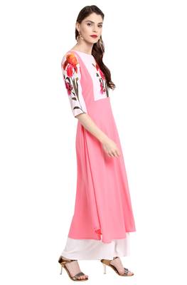 Pink printed crepe kurti 4