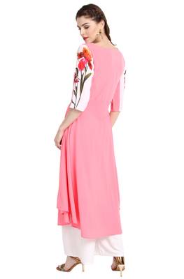 Pink printed crepe kurti 5