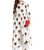 Janasya Off-white printed cotton kurti