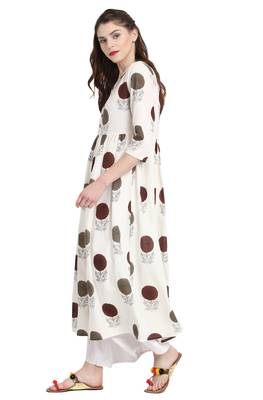 Janasya Off-white printed cotton kurti 4