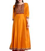 Janasya Mustard printed silk kurti
