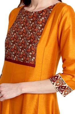 Janasya Mustard printed silk kurti 5