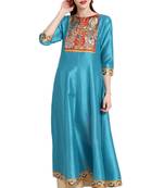 Janasya Sky-blue printed silk kurti