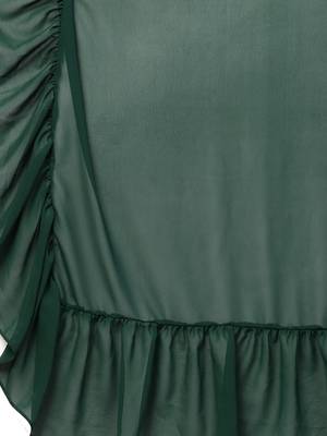 Inddus Bottle Green Georgette Solid Ruffle Saree With Blouse 4