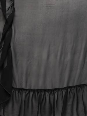Inddus Black Georgette Solid Ruffle Saree With Blouse 4
