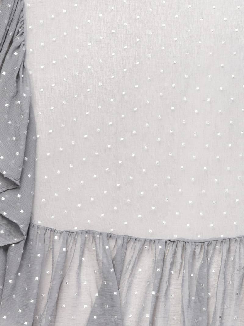 Inddus Grey Chiffon Embellished Ruffle Saree With Blouse