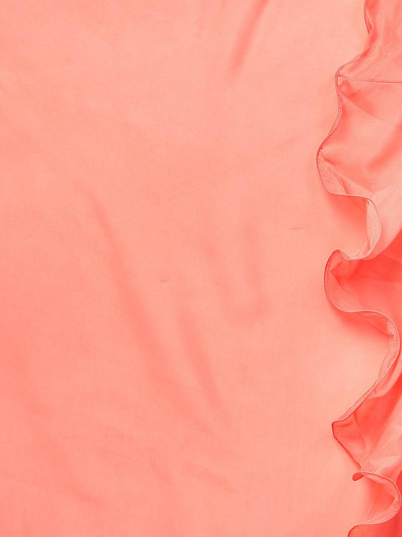 Inddus Peach Art Silk Solid Ruffle Saree With Blouse