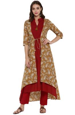 Janasya Multicolor printed cotton kurti 2