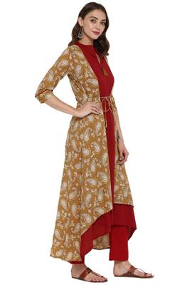 Janasya Multicolor printed cotton kurti 4