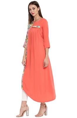 Janasya Multicolor printed crepe kurti 3