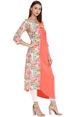 Janasya Multicolor printed crepe kurti 4