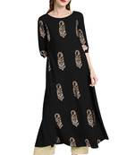 Janasya Black printed crepe kurti