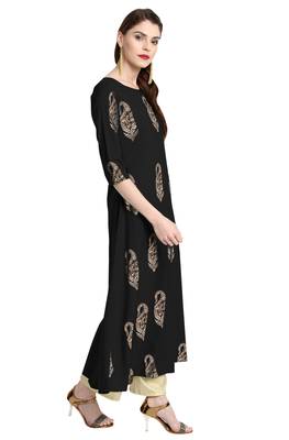 Janasya Black printed crepe kurti 4