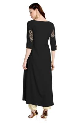Janasya Black printed crepe kurti 5
