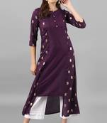 Janasya Purple printed silk kurti