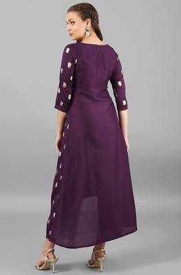 Janasya Purple printed silk kurti 5