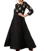 Janasya Black printed silk kurti