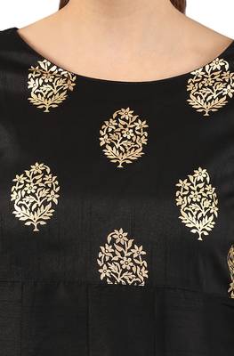 Janasya Black printed silk kurti 5