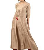 Beige printed silk kurti