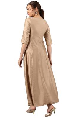 Beige printed silk kurti 4