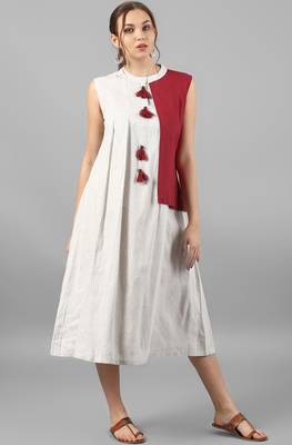 Janasya Off-white printed cotton kurti 1
