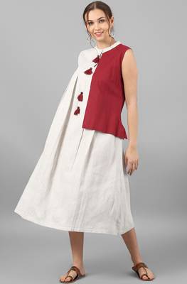 Janasya Off-white printed cotton kurti 2