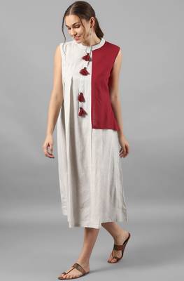 Janasya Off-white printed cotton kurti 4