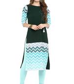 Janasya Dark-green printed crepe kurti