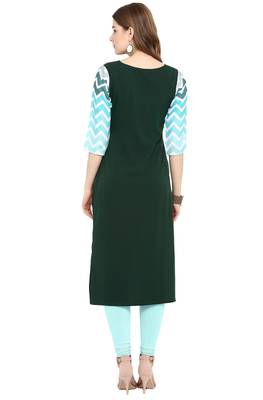 Janasya Dark-green printed crepe kurti 5