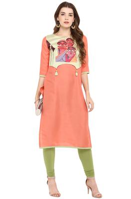 Janasya Pink printed silk kurti 1