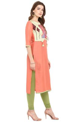 Janasya Pink printed silk kurti 4