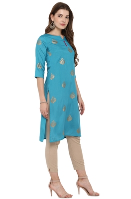 sky blue silk kurti