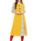 Janasya Yellow printed crepe kurti