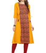 Mustard printed crepe kurti